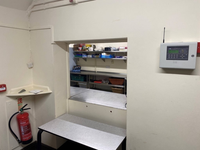 The commercial-style kitchen at Horton Village Hall includes a serving hatch to assist with quickly serving a large number of guests. Alternatively, a buffet could be laid out in the Hugh Sleigh room, which is conveniently accessed from the kitchen.